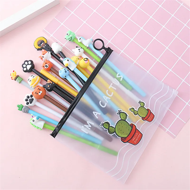 Back To School канцелярские милые ручка для мальчиков и девочек 20 шт Kawaii файл Карманный упаковка мультфильм набор гелевых