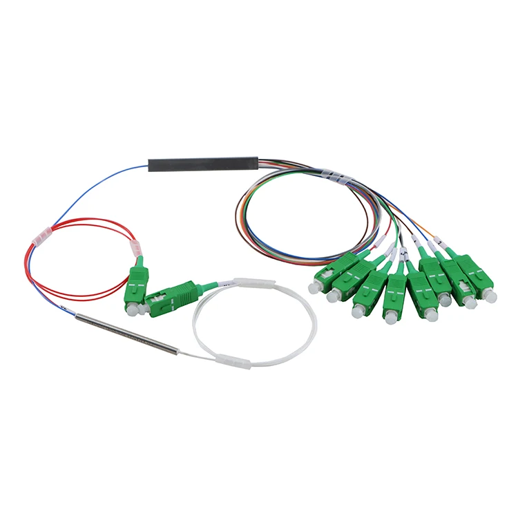 2022 New Design 1*9 1:9 Fiber Optic FTTH Unbalanced Hybrid 1x8 PLC Splitter with 1x2 FBT Coupler 1x9 PLC Splitter