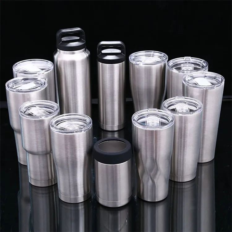 Изолированный Вакуумный стакан для кофе с двойными стенками из нержавеющей стали, 10 унций, 12 унций, 20 унций, 24 унции, 30 унций, с крышкой из ПП