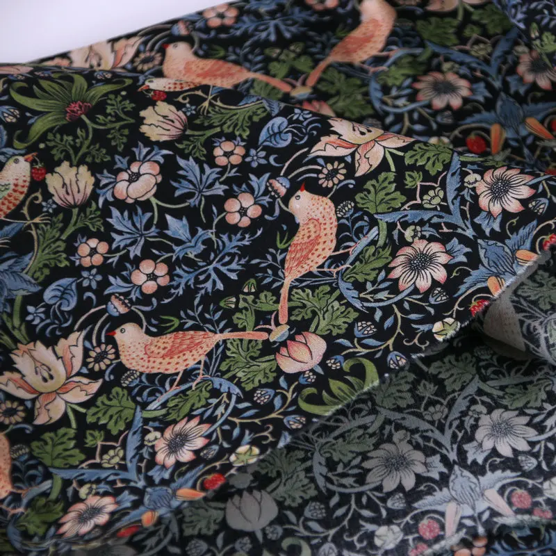 Strawberry Thief Digital Print Custom Cotton Fabric Printed Liberty london fabric