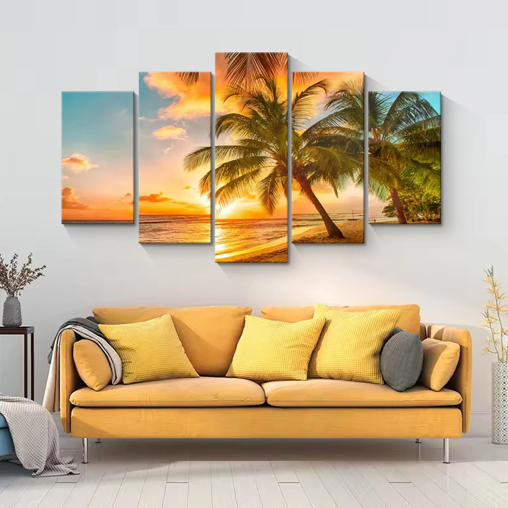 Картина с пейзажем на заказ 5 панелей стретч-холст пейзаж океан пляж печатная рамка настенное искусство