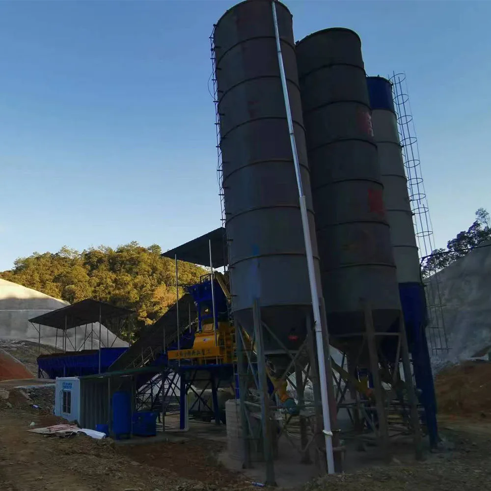 HZS120 Cement Concrete Batching And Mixing Plant Batching Machine With 4 Aggregate Bins