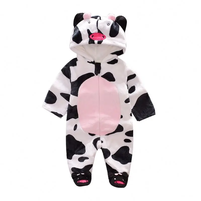 Bear Shape Baby Onesie Autumn Winter Flannel Fleece Thickened Warm Hooded Jumpsuit Pink Bule Cub Rompers Outside Climbing Suit