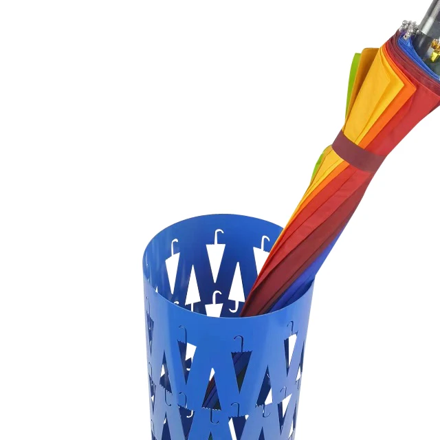 Round Umbrella Rack for Entryway Large Metal Umbrella Holder with Plastic Rain Collection Tray and Hooks,Hold 5-6 Umbrellas