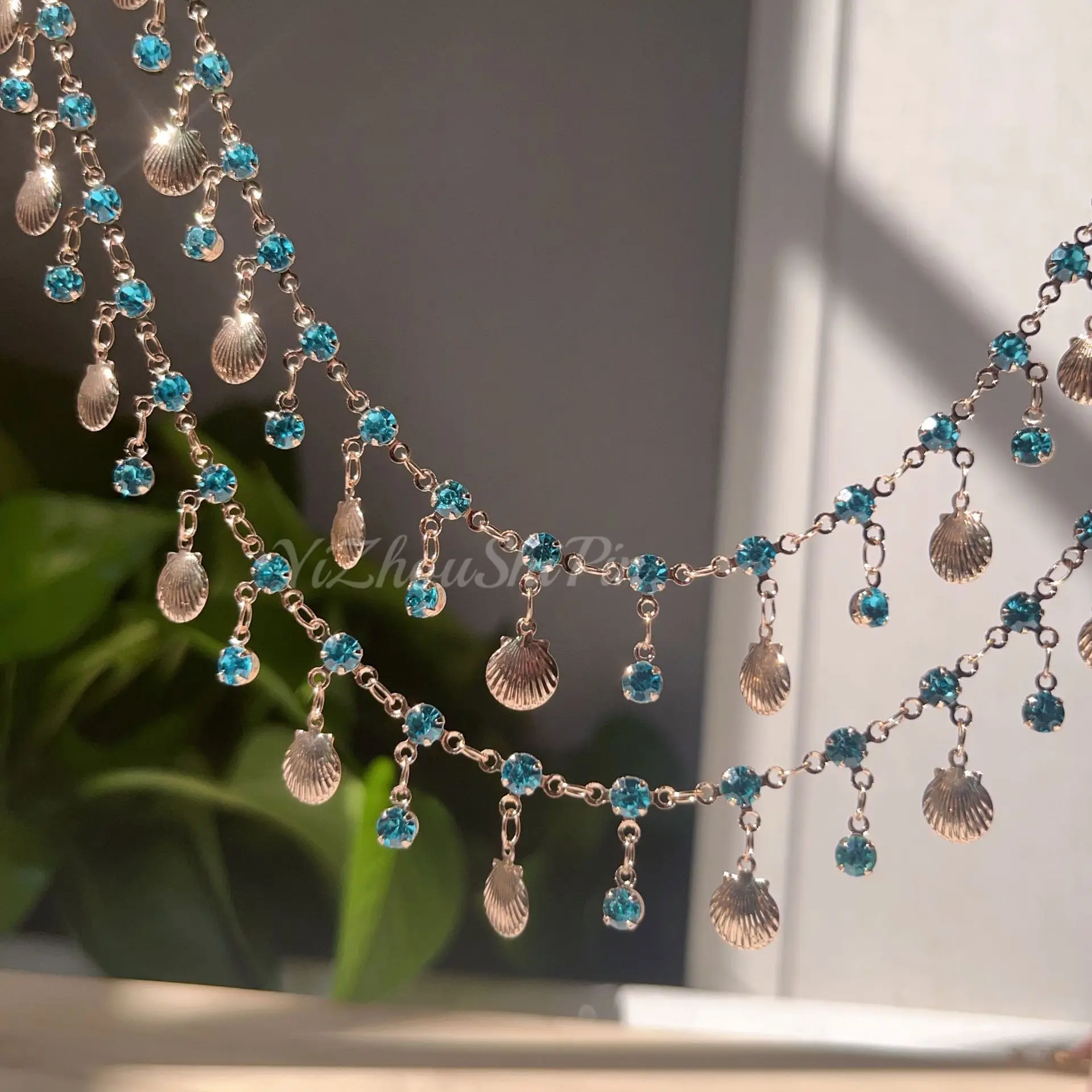 Rawmand Shell Decorative Crystal  Chain for Jewelry Making Zircon Copper Chains for DIY Necklace Ankle Bracelet