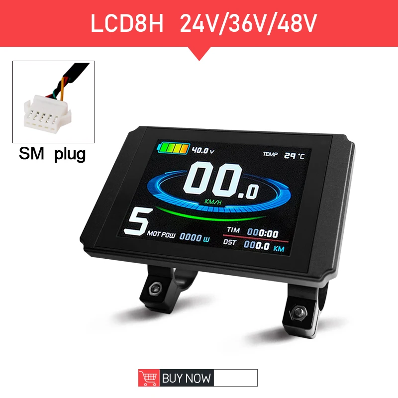 KT Ebike LCD Display 24V 36V 48V LCD8H Display SM/Waterproof Connector Electric Bicycle Bike Display for Electric Bike Kit