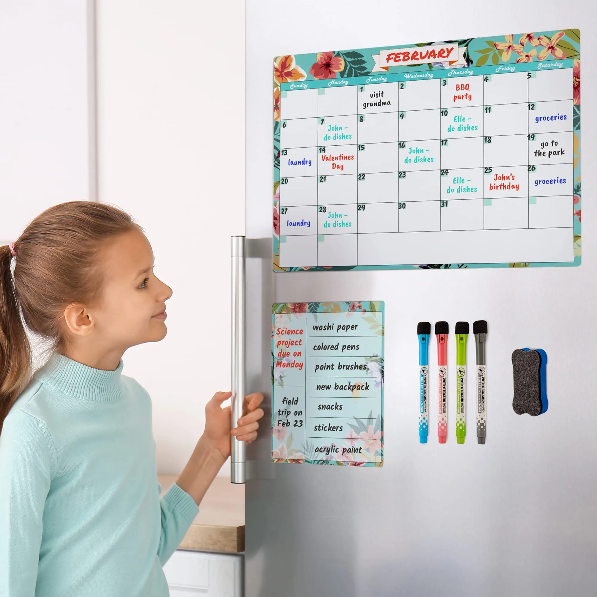 Customized Home Office Kitchen Decor Planning Boards Magnetic Monthly and Weekly Calendar Notepad Whiteboard Fridge Magnets