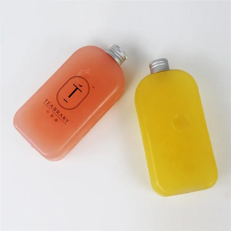 250ml,300ml,350ml ,400ml flat square beverage fresh juice PET plastic bottle milk tea cup drink bottle