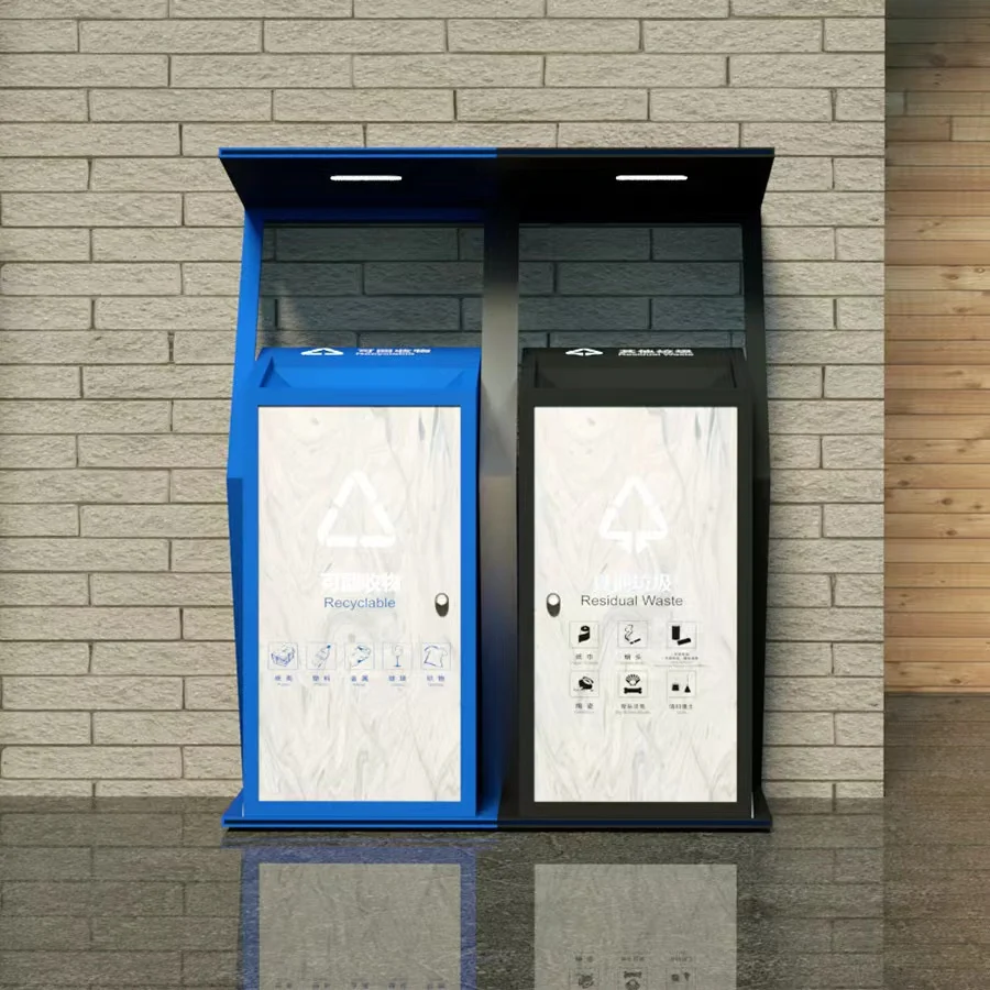 2024 NEW design  Outdoor Garbage Bins Solar Powered Intelligent Trash Smart Bin