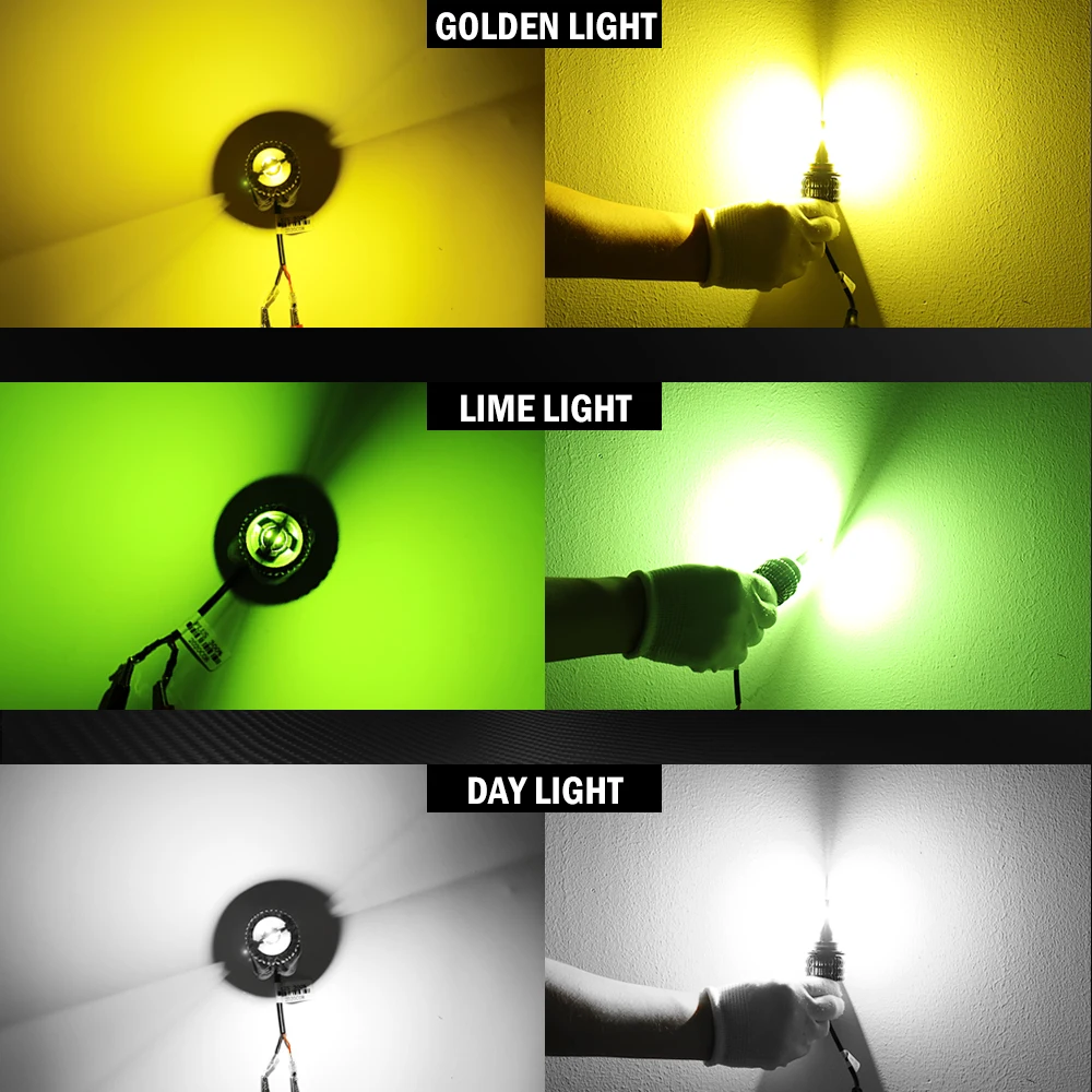 Yellow Green Super Bright Led H4 Tricolor car fog light bulb,12000lm Fanless 9005 Car Fog Lights K1 H4 Car Led HeadLight Bulb