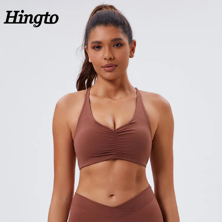 Fashionable Running Workout Tops Women Fitness Sports Bra For Gym Active Wear Sports Bra For Girls Cross Back Long Line Sports B