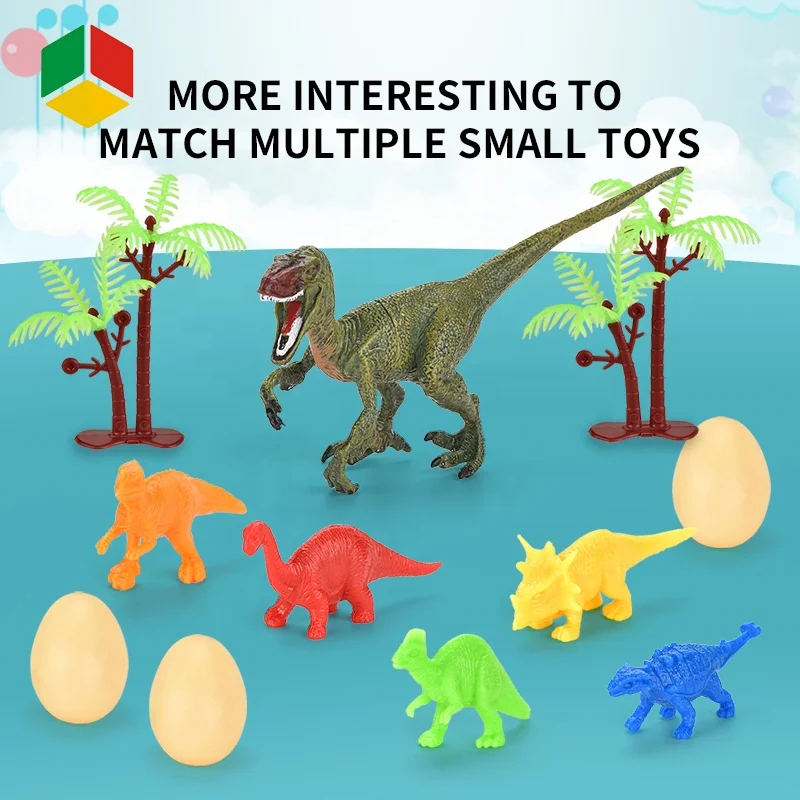  QS Toys 45 PCS Dinosaur Toy Set Animal Model Figure PVC Simulation Dino Egg Solid Hard Rex Saichania