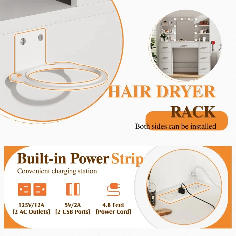 Modern Bedroom Furniture Set Lighted Bathroom Vanity with Dressing Table Wood Panel Style for Hotel or Apartment Use