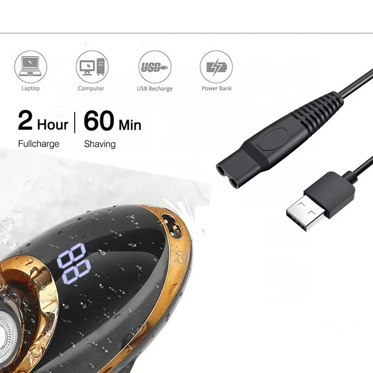 New LED Display 4 Shaving Head Waterproof USB Rechargeable Men Haircut Facial Cleansing Electric Hair Trimmer Electric Shaver