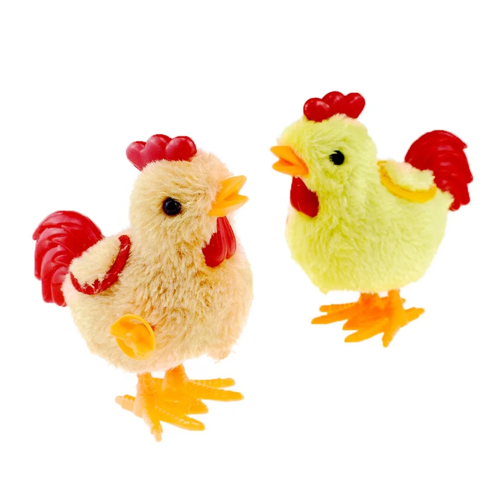 Interactive  Pet Cat Plush Toys Walking Hopping Cartoon Plush Chicken Clockwork Jumping Playing Cat Chick Toy Wind Up Cat Toys