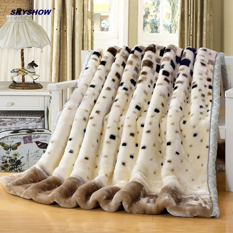 Custom printed grey minky knit raschel blanket  plush throw blanket