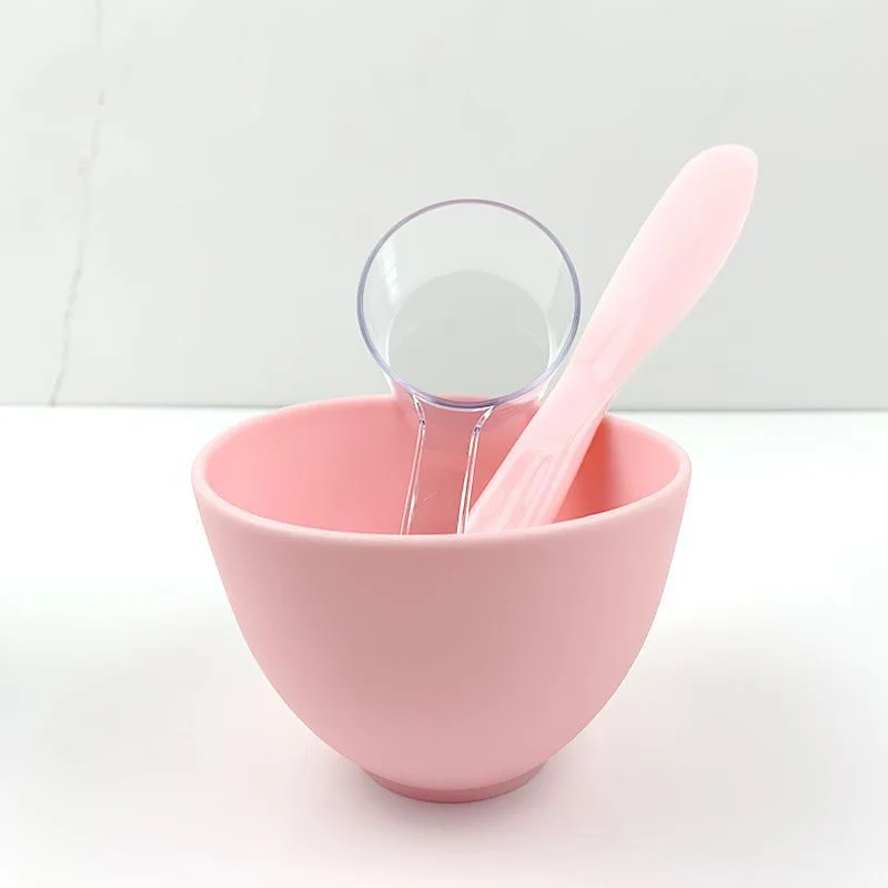 3pcs Mask Bowl Kit Makeup Silicone Facial  Stick Brush Spoon Applicator Pink  Diy Face Mask Mixing Bowl Set OEM