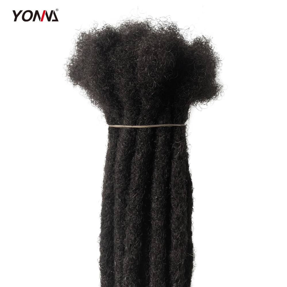 Yotchoi 100% Human Hair Wholesale Full Handmade  Dreadlock Extensions Natural Color #1B (Width 0.4cm)