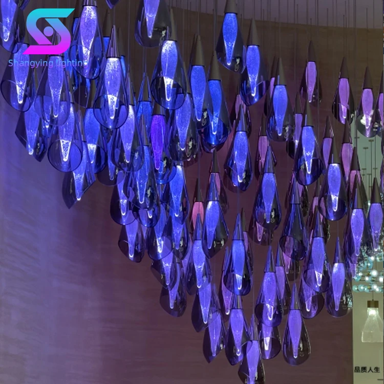 Modern Simple Upscale Crystal Chandelier Large Contemporary Glass Ring for Staircase AC Powered Hanging Lighting for Room