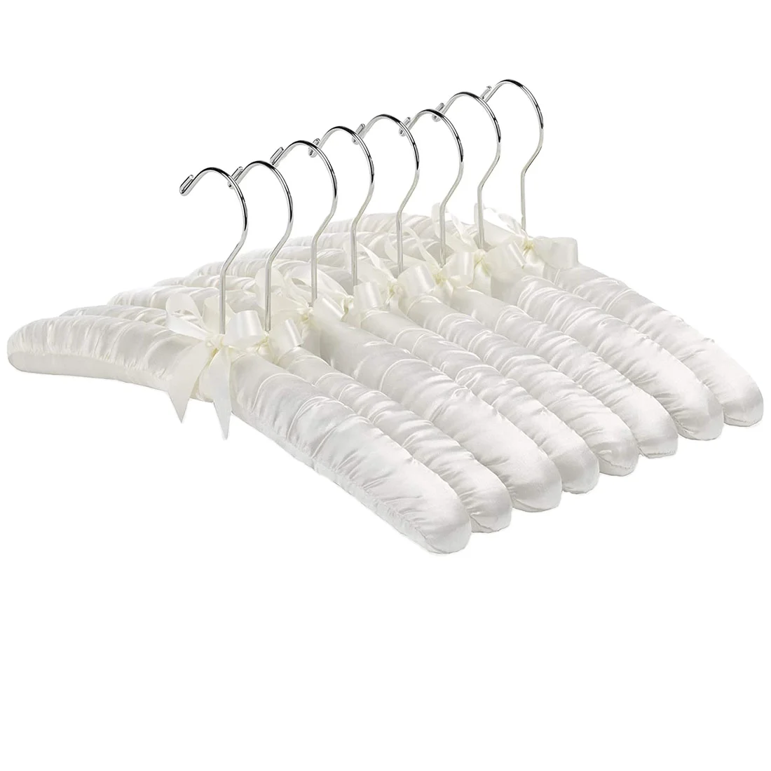 Wedding Gown Bridesmaid Cover Fabric Satin Padded Wood Hanger With Rotating