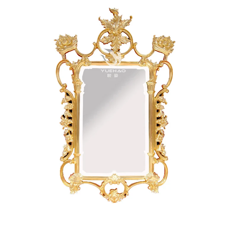 Polyurethane Foam Material Antique Gold Color Handmade Mirror Frame Wall Hanging