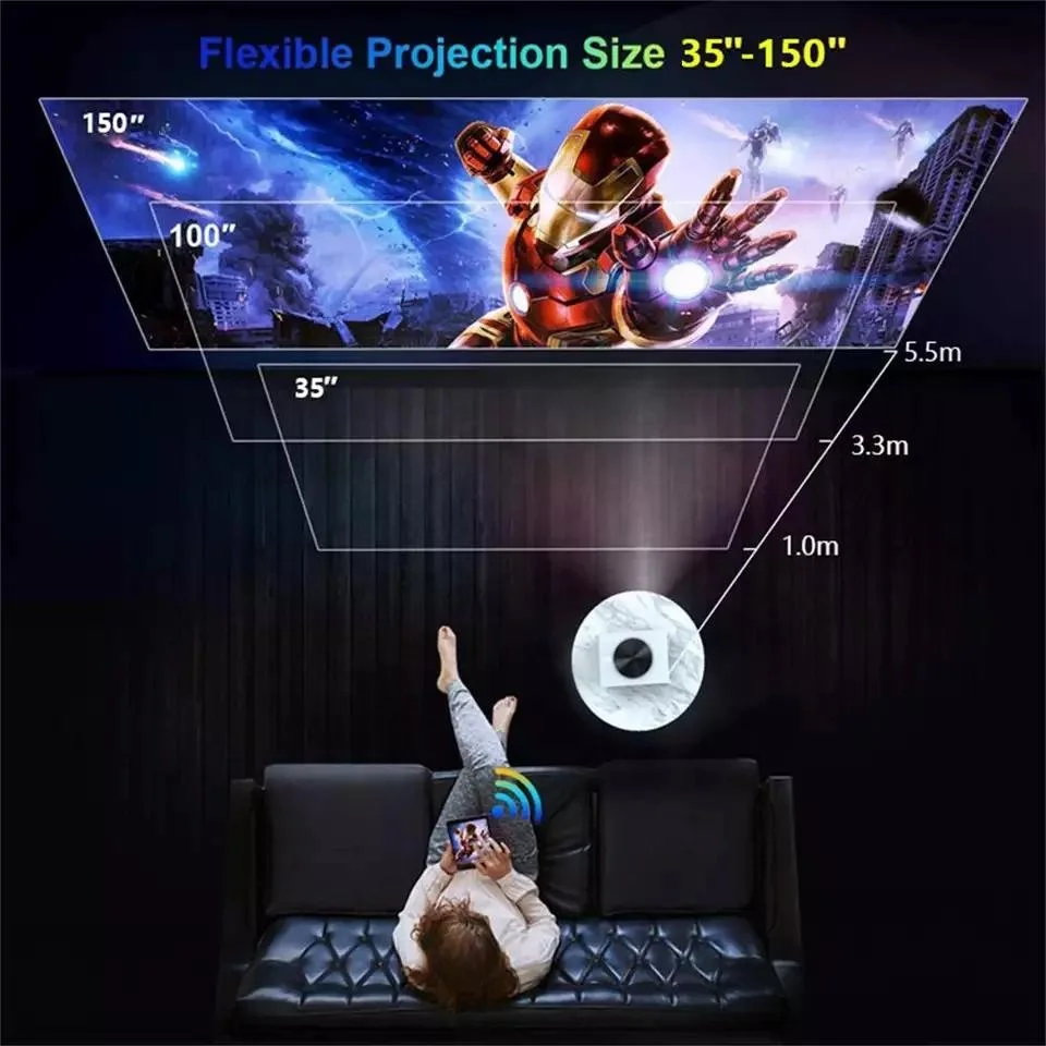 Wholesale BK8 Android 4K Projector Portable Mini Multimedia Digital Projector Dual band wifi with Android build in Speakers