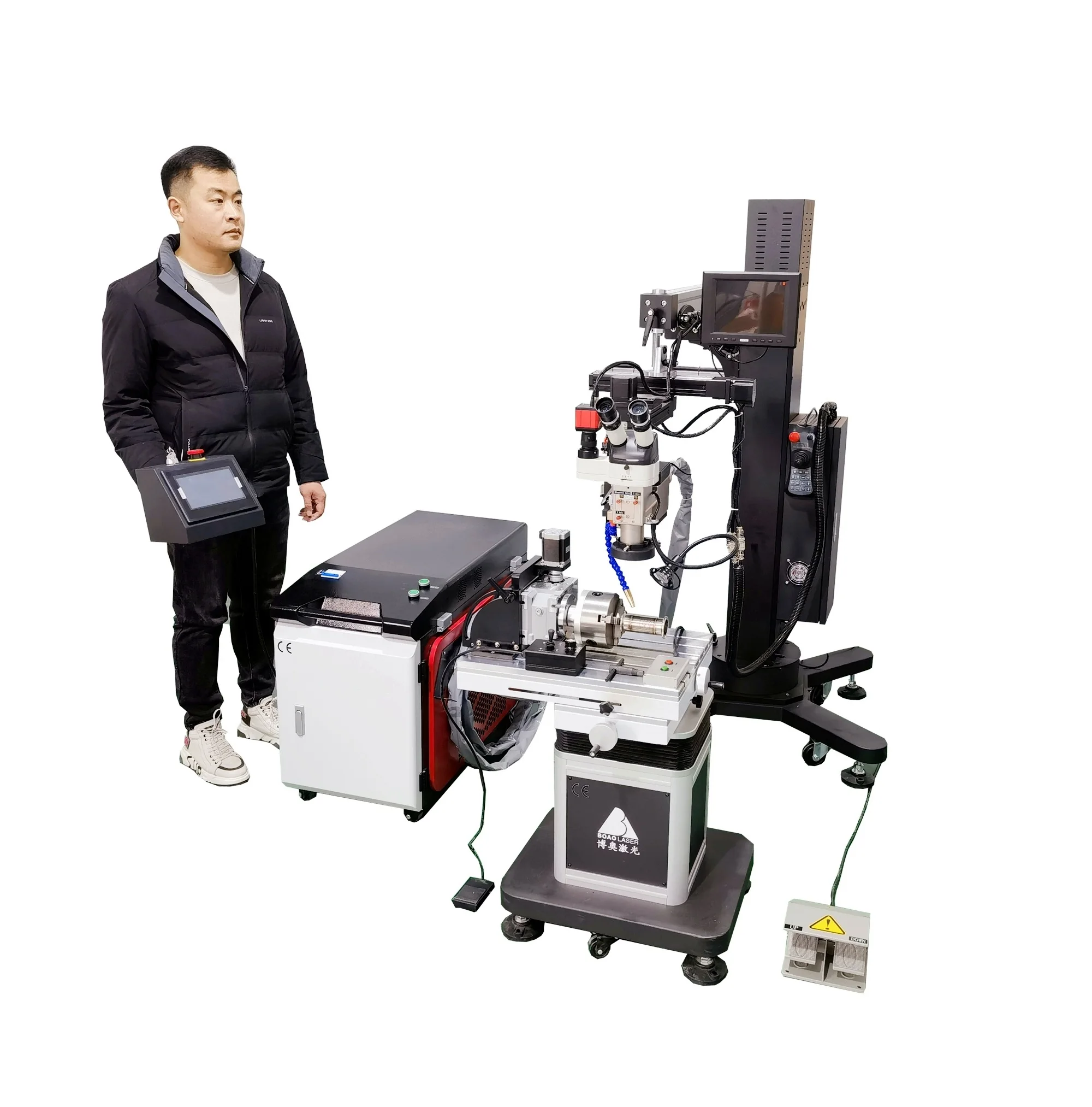 BOAO 1500W 3000W Fiber Lase Welding Machine for Big Mold Repairing Application Metal Mould Crane Arm  Laser Welder Equipment