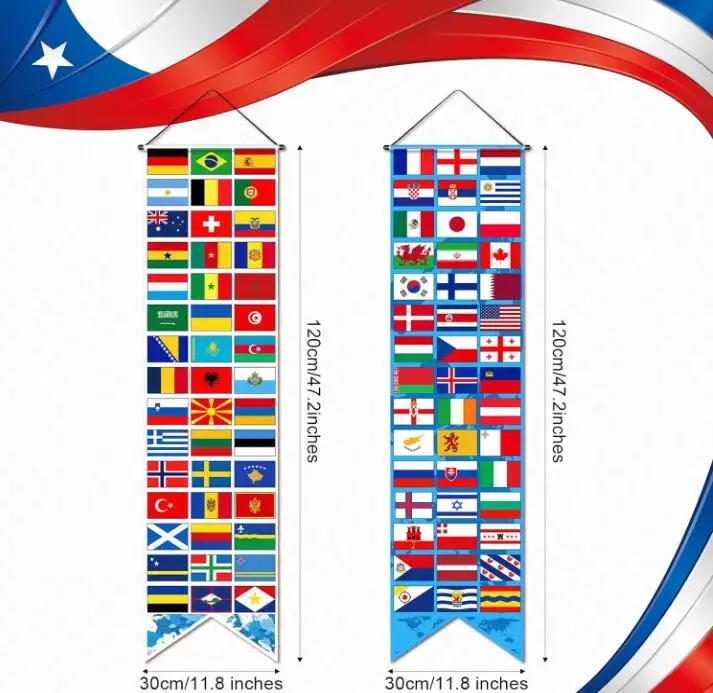 2024 Hot Selling Decoration Soccer World Color Flags Porch Signs Banners National Flags For Soccer Party Sports Events Clubs