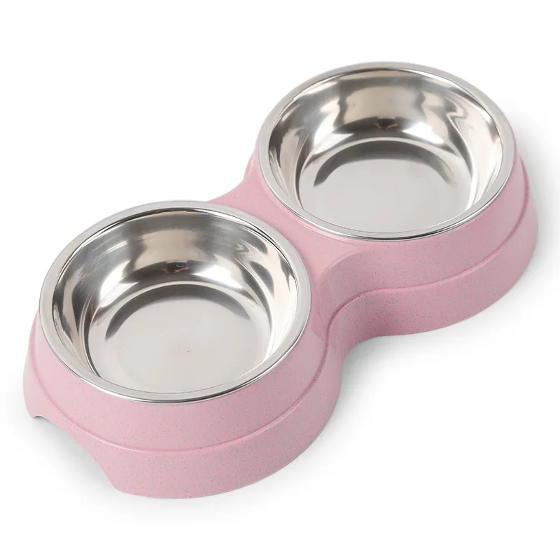 Wholesale Stainless Steel Pet Double Bowl Dogs Drinking Dish Feeder Kitten Cats Food Water Bowls