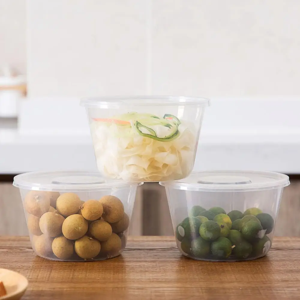 Microwave Freshware reusable 24oz 32oz 38oz black round pp plastic meal prep Bowls for salad vegan