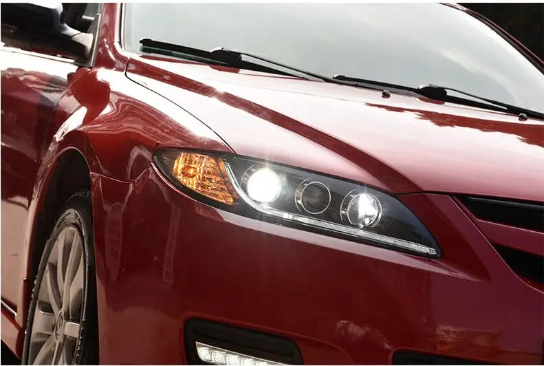 AKD Car Model  For Mazda 6 Mazda6 2004-2013 LED Headlight DRL Fog Lamp Turn Signal Light Low & High Beam Projector 4 Lens