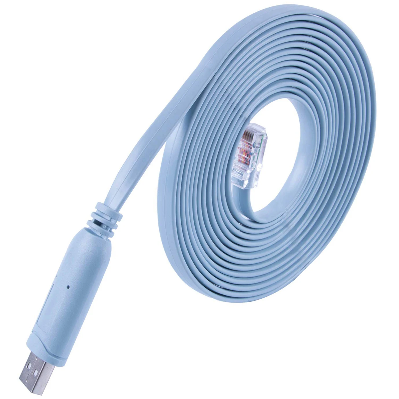 Hot selling Blue flat6.6ft  usb 2.0 to RJ45 8pin 28AWG with FTDI chip console router adapter cable for computers