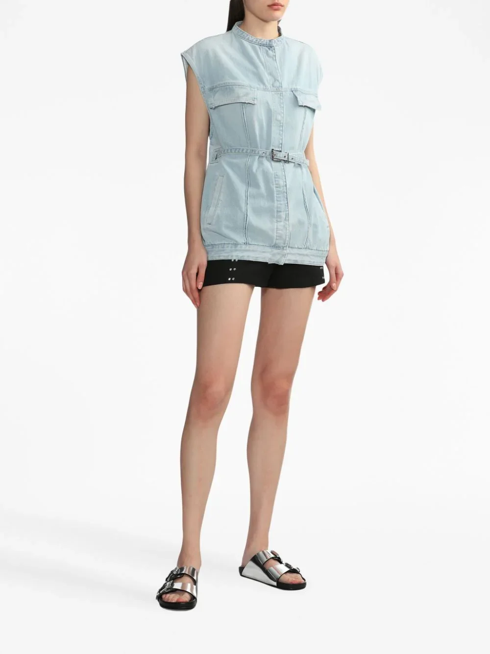 Fashionable Streetwear Sleeveless Waisted Jean Vest Casual Slim Fit Clothing Womens Waistcoat Denim Vest