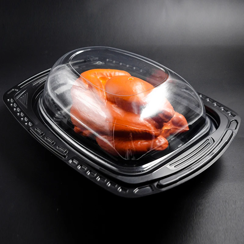 Disposable Plastic Tray Chicken Box Roast Chicken Container Food Grade Take Out Plastic Roasted Chicken Food Pack Tray