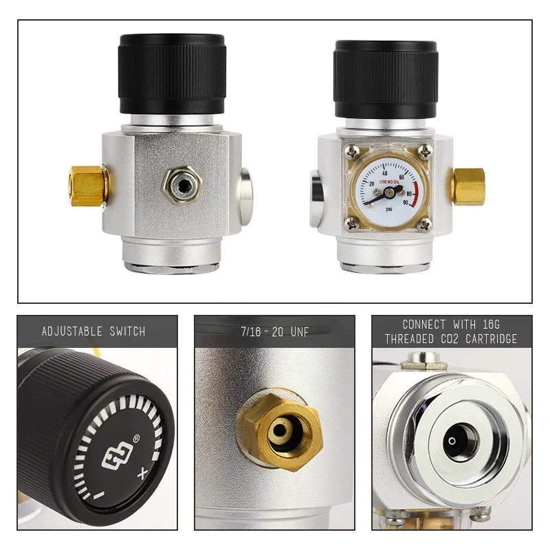 90PSI Mini CO2 Gas Regulator Carbonation Soda Water Pressure Reducing PipeThread Valve Adapter Homebrew DIY Accessory for Home