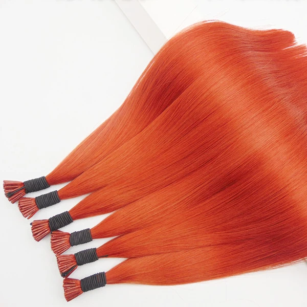 Alibaba china online shopping I Tip hair extension in human hair extension straight  red color  Cuticle aligned double drawn