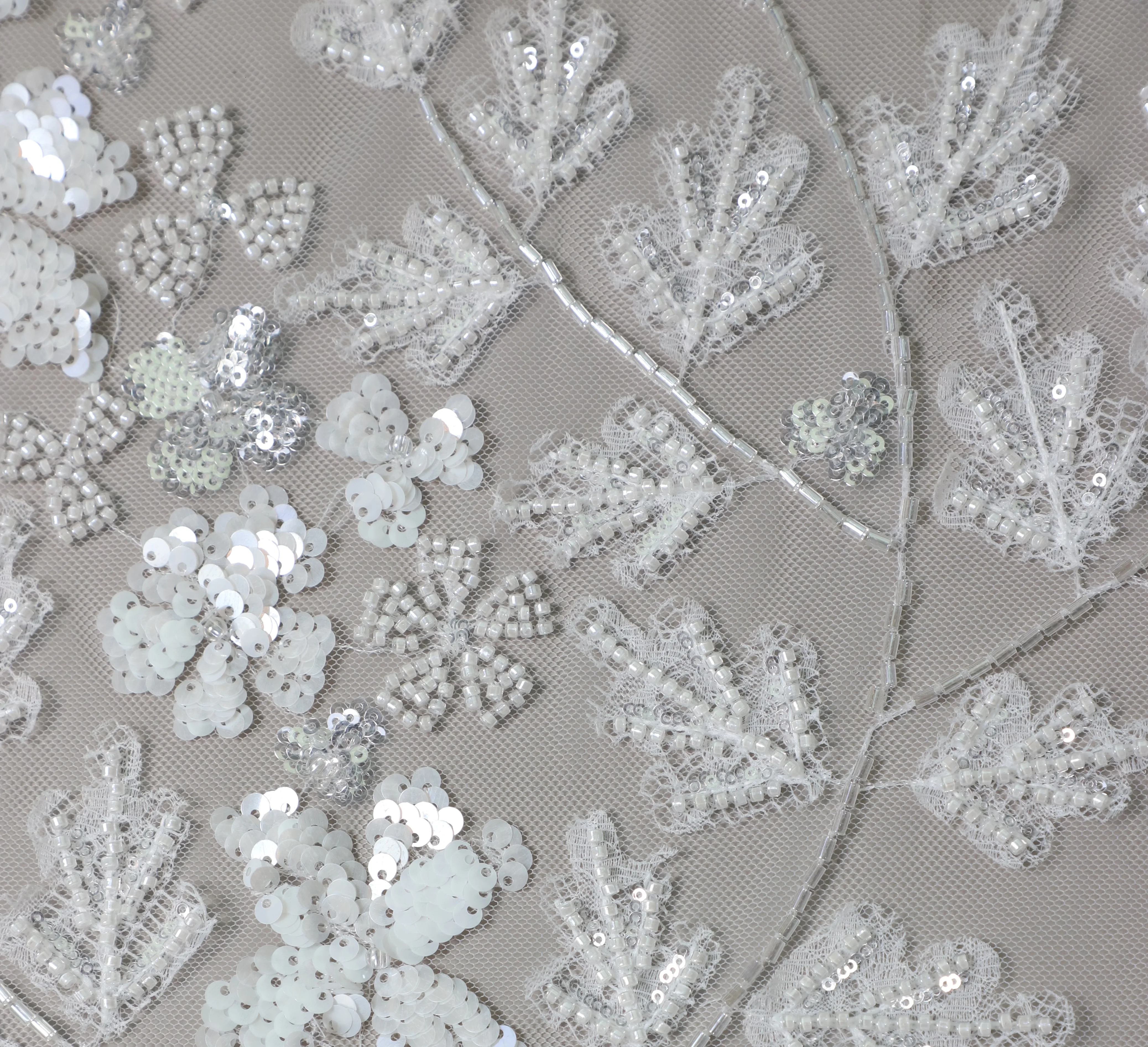 ZX363 Luxurious Heavy Couture White Beaded Bridal Lace Fabric, For 2025 new collection fashion tailor garment accessories