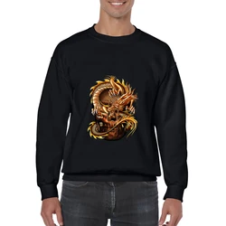 Autumn Winter Pullover Plus size 4XL Brand Streetwear Hoodies Men 100%Cotton Harajuku Dragon Pattern Embroidery Crane Sweatshirt