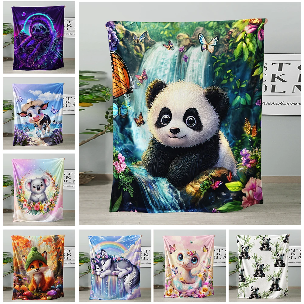 Zoo Animals Fleece Blanket for Bed Throw Blanket for Women  Men  Kids Super Soft Plush Panda Blanket