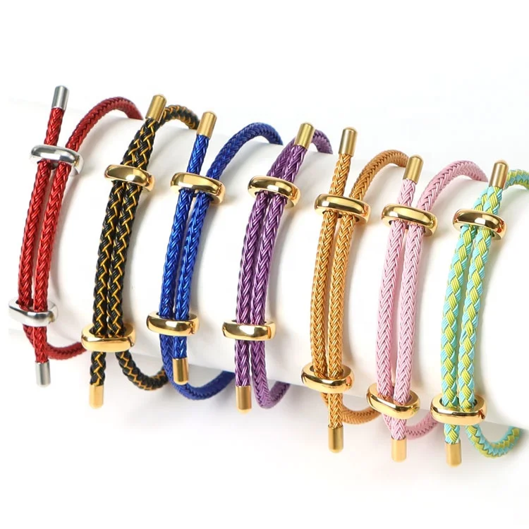 Luxury Adjustable Lock Stainless Steel Rope Hand Made Bracelet Customized Charm Adjustable H Buckle Bracelet For Women Man