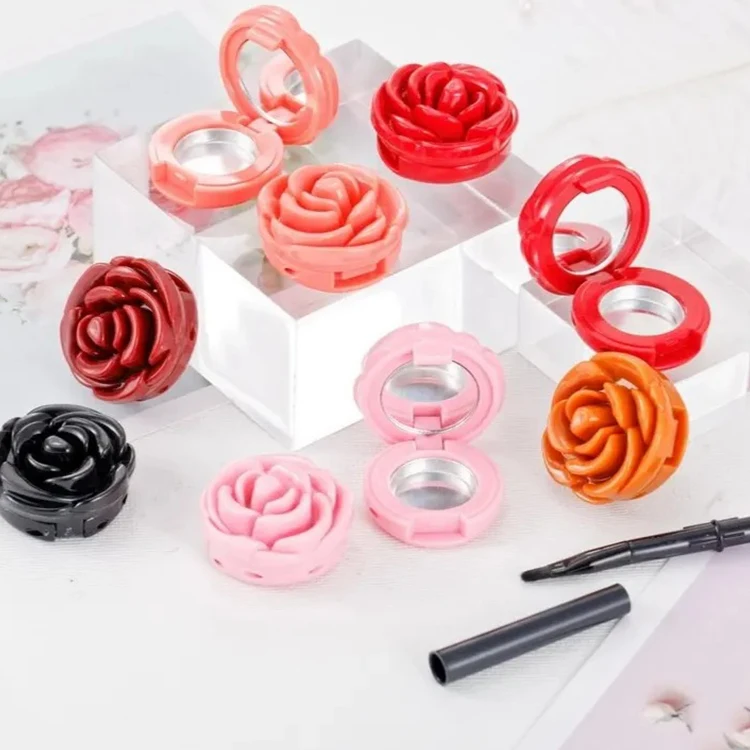 0.7ml Colorful Rose Shape Single Custom Cosmetic Empty Makeup Plastic Eyeshadow Palette Case