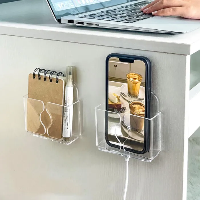 wall mounted acrylic cell phone storage box holder