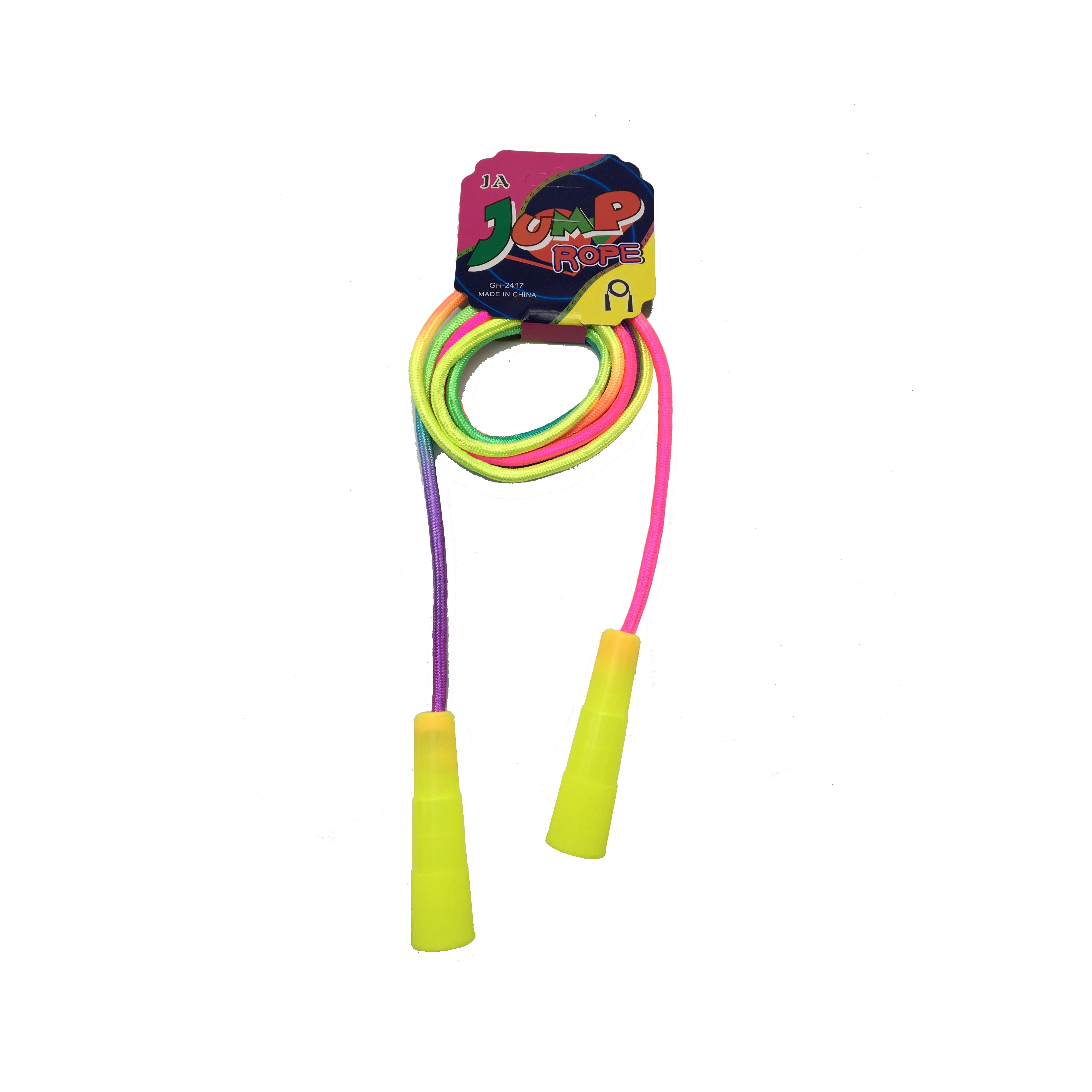 C09201 Adjustable Toddler nylon Skipping Rope Plastic Handle Rainbow Jumping Rope for Girls Outdoor Fun, School Sport, Party