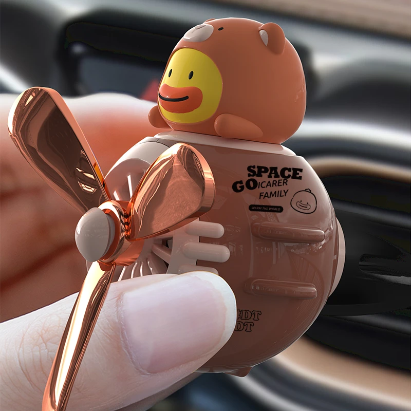 Popular car fan air vent clip rotating propeller perfume duck pilot bear auto outlet fragrance cartoon animals air freshener