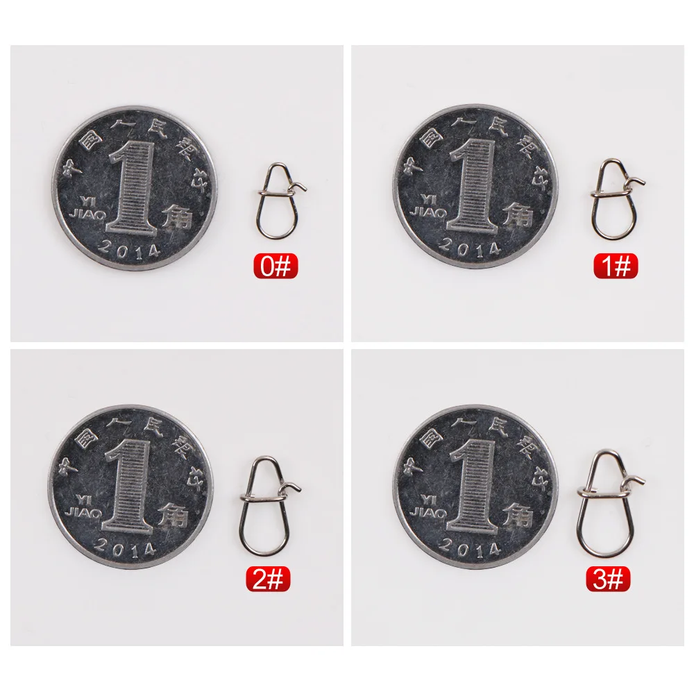 Stainless Steel FishHook Fishing Lure Fast Clip Lock Snap Swivel Solid Rings Bait Safety Snaps Fishing Hook Connector