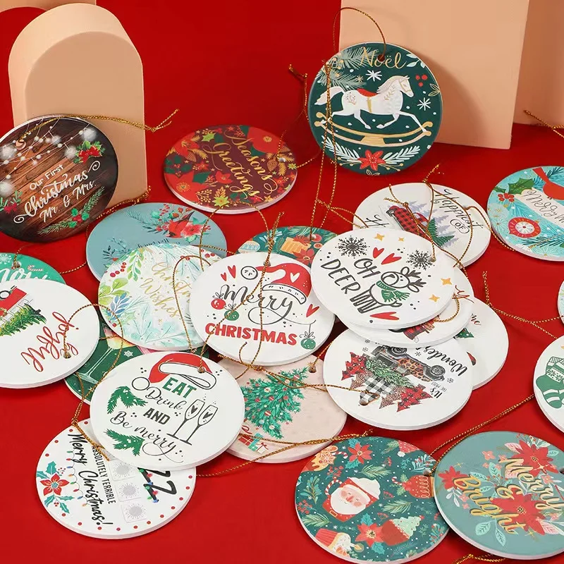 custom personalized hanging decoration wholesale blank sublimation christmas ceramic ornaments
