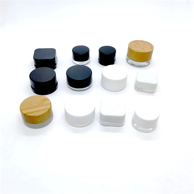 Luxury Black Square Cube Glass Jars 5ml Cosmetic Lip Balm Containers Premium Square Glass Jar