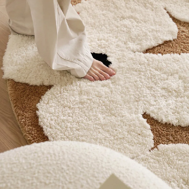 Circular Carpet Living Room Dirt Resistant and Easy to Care Flocking Moss Carpet Living Room Bed Blanket