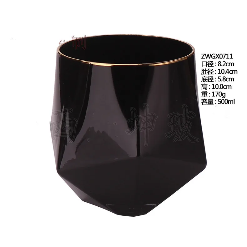 high quality 250ml walled frosted black whiskey glass
