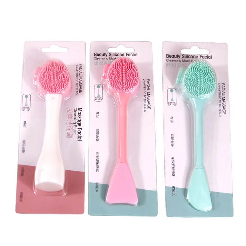 hot sale 2 in 1 silicone facial brush with mask brush custom logo application skin-friendly facial cleaning brush